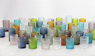 Fortessa Jupiter Beaded Hobnail Glass, 13 Ounce Iced Beverage (Set of 6), Cornflower Blue