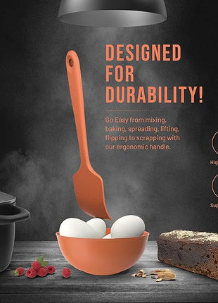 Silicone Spatula Set - 4-Piece Rubber Spatulas Silicone Heat Resistant 600°F for Everyday Task - Seamless Design Kitchen Spatulas for Nonstick Cookware - Orange