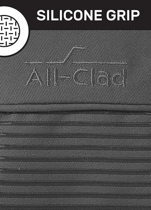 All-Clad Silicone Oven Mitts: Heat Resistant up to 500 Degrees - 100% Cotton & Silicone, 14"x7" Oven Mitt for Kitchen and Barbeque, 2-Pack, Pewter
