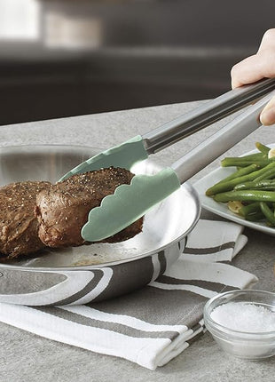 KitchenAid Gourmet Silicone-Tipped Stainless Steel Tongs, 12 Inch, Pistachio