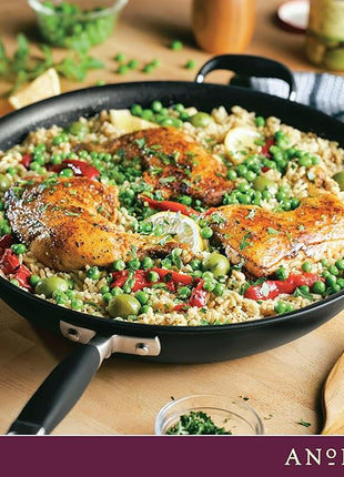 Anolon Advanced Home Hard Anodized Nonstick Frying Pan, 14.5 Inch – Large Skillet with Helper Handle, 14 Inch Nonstick Frying Pan, Durable Cookware - Onyx