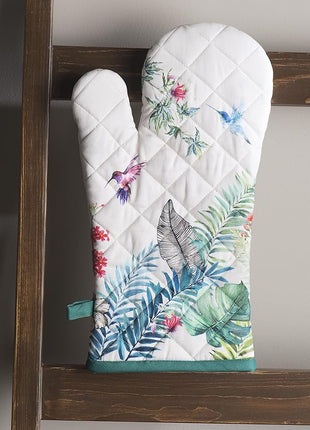 Maison d' Hermine Oven Gloves 100% Cotton Oven Mitt 7" x 13" with Loop Heat Resistant, BBQ, Cooking Gloves, Baking, Grilling, Kitchen, Handling Hot Pans Spring/Summer (Pack of 1, Tropiques)