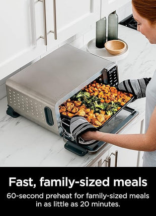 Ninja SP201 Digital Air Fry Pro Countertop 8-in-1 Oven with Extended Height, XL Capacity, Flip Up & Away Capability for Storage Space, with Air Fry Basket, Wire Rack & Crumb Tray, Silver