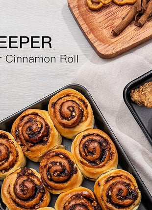 HONGBAKE 2 Pack 9.7X7.5" Toaster Oven Pans for Baking, 57% Thicker Nonstick 1/8 Cookie Sheet Pan Set, Small Baking Tray, Dishwasher Safe and Heavy Duty, Black