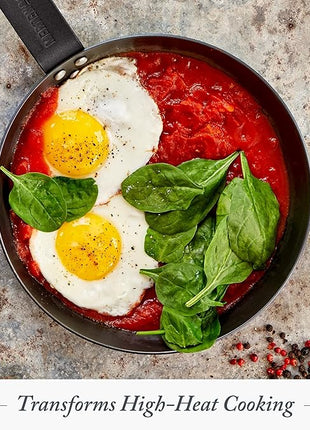 Merten & Storck Pre-Seasoned Carbon Steel 8” Frying Pan Skillet, Use on Induction, Stove and Grill, Durable, Even-Heating, for Searing, Grilling, Oven Use, and Campfire, Indoor/Outdoor