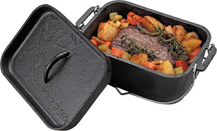 Captain Stag UG-3063 Dutch Oven, Iron Casting, Square Shape, Dutch Oven, Width 10.6 x Depth 6.7 x Height 4.7 inches (270 x 170 x 120 mm), Full Water Capacity: 0.7 gal (2.3 L), No Seasoning Required