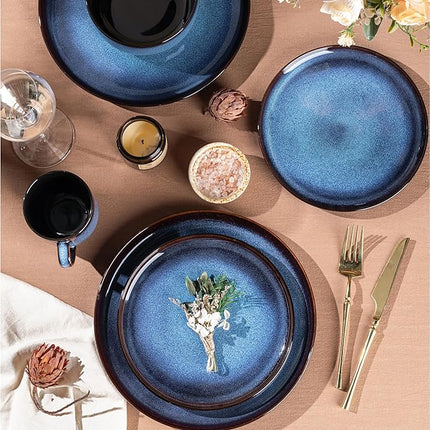LERATIO Ceramic Dinnerware Sets for 4,16-PieceReactive Glaze Plates and Bowls Set with Mugs,Highly Chip and Crack Resistant | Dishwasher,Microwave & Oven Safe Dishes set-Blue