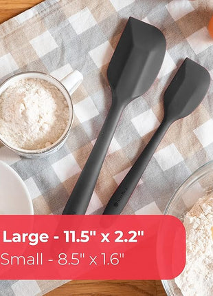 StarPack Basics Silicone Spatula Set (2 Small, 2 Large), High Heat Resistant to 480°F, Hygienic One Piece Design, Non Stick Rubber Cooking Utensil Set (Gray Black)