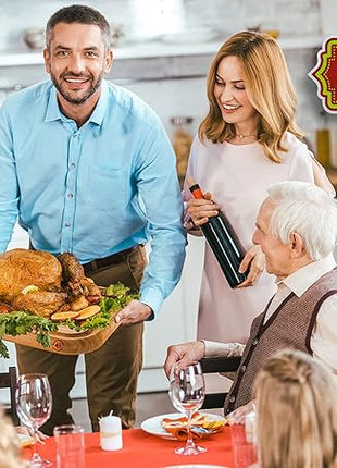 Turkey Platter for Thanksgiving - 18x12 Reversible Bamboo Carving Cutting Board for BBQ or Grilling - Heavy Duty Butcher Block with Deep Juice Groove, Spikes, Grid Grip - Large Kitchen Christmas Gift