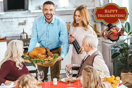 Turkey Platter for Thanksgiving - 18x12 Reversible Bamboo Carving Cutting Board for BBQ or Grilling - Heavy Duty Butcher Block with Deep Juice Groove, Spikes, Grid Grip - Large Kitchen Christmas Gift