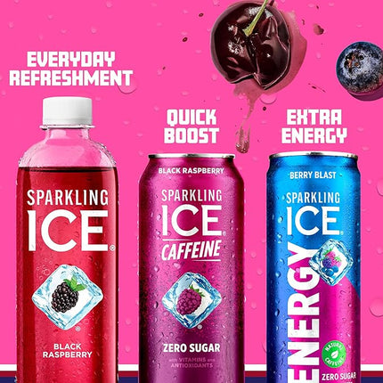 Sparkling Ice Energy Variety 12Pk. Energy Drinks with Vitamins + Antioxidants, Zero Sugar, Berry Blast, Maximum Mango, Power Punch flavors. 12 fl oz cans.