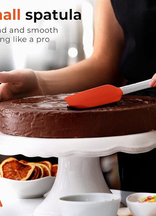 M KITCHEN WORLD Heat Resistant Silicone Spatulas Set | Rubber Spatula Kitchen Utensils Non-Stick for Cooking, Baking and Mixing | Ergonomic, Dishwasher Safe Bakeware Set of 4, Orange
