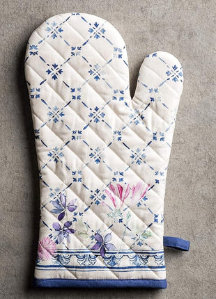 Maison d' Hermine Oven Gloves 100% Cotton Oven Mitt 7" x 13" with Loop Heat Resistant, BBQ, Cooking Gloves, Baking, Grilling, Kitchen, Handling Hot Pans Spring/Summer (Pack of 1, Faience)