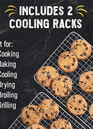 Checkered Chef Cooling Rack for Cooking and Baking - 8” x 11 ¾" Set of 2 Stainless Steel, Oven Safe Grid Wire Cookie Cooling Racks