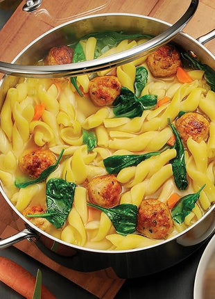 Tramontina Tri-Ply Clad Stainless Steel 5-Quart Dutch Oven Pot with Glass Lid, Induction-Ready, Dishwasher-Safe, NSF-Certified