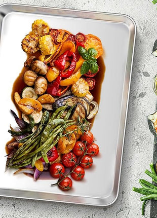 TeamFar Baking Sheet, 17.6’’ x 13’’ x 1’’ Stainless Steel Large Cookie Sheet Baking Tray Pan for Oven, Non-Toxic & Healthy, Rust Free & Heavy Duty, Mirror Finish & Dishwasher Safe