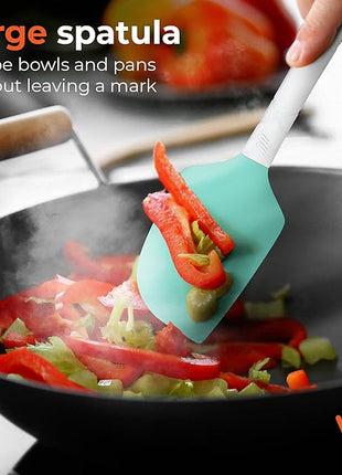 M KITCHEN Silicone Spatula Set - Heat Resistant & BPA Free - 4 Piece Nonstick Rubber Spatulas, Spoonula, Jar Scraper for Cooking, Baking, Mixing, Frosting - Dishwasher Safe Kitchen Utensils