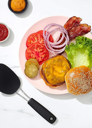 OXO Good Grips Large Silicone Flexible Turner & 65191 Good Grips Nylon Flexible Turner, Black