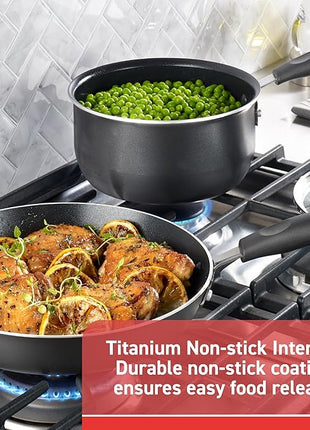 T-fal Signature Nonstick Cookware Set 12 Piece, Oven Broiler Safe 350F, Pots and Pans, Kitchen Cooking Set w/Fry Pans, Saucepans, Saute Pan, Dutch Oven, Griddle, Kitchen, Home, Dishwasher Safe, Black