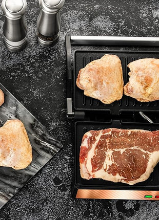 OVENTE Electric Panini Press Sandwich Maker with Non-Stick Coated Plates, Opens 180 Degrees to Fit Any Type or Size of Food, 1000W Indoor Grill Perfect for Quesadillas, Burgers & More, Copper GP0620CO