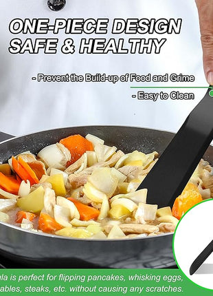 Anaeat Silicone Thin Spatula Set of 2 - Mini Brownie Serving Spatulas - Non Stick Spurtle Turner for Easy Cooking Eggs, Omelet, Pancake, Burgers, Pizza, Steak, Crepes, Heat Resistant & BPA Free