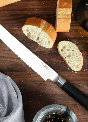 Babish 8-Inch Bread Knife – High-Carbon 1.4116 German Steel Kitchen Knife – Professional Serrated Cutlery for Slicing Bread and Baked Goods