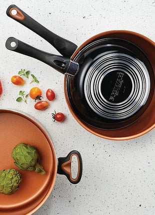 Farberware Glide Ceramic Nonstick Saute Pan / Frying Pan / Fry Pan with Lid and Helper Handle - 4 Quart, Black