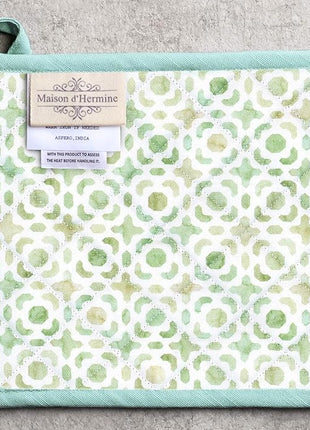 Maison d' Hermine Pot Holders Set 100% Cotton Heat Resistant Potholders 8" x 8" Hot Pads with Loop BBQ, Cooking, Baking, Grilling, Kitchen, Handling Hot Pans Spring/Summer (Pack of 2, Just Floral)