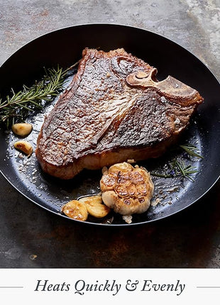 Merten & Storck Pre-Seasoned Carbon Steel 10” Frying Pan Skillet, Use on Induction, Stove and Grill, Durable, Even-Heating, for Searing, Grilling, Oven Use, and Campfire, Indoor/Outdoor