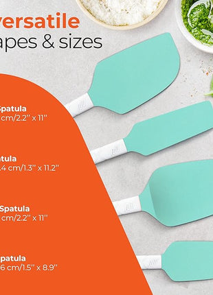 M KITCHEN Silicone Spatula Set - Heat Resistant & BPA Free - 4 Piece Nonstick Rubber Spatulas, Spoonula, Jar Scraper for Cooking, Baking, Mixing, Frosting - Dishwasher Safe Kitchen Utensils
