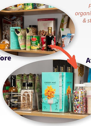 ClearSpace Plastic Pantry Organization and Storage Bins with Removable Dividers – Perfect Kitchen Organization or Kitchen Storage – Refrigerator Organizer Bins, Cabinet Organizers (2 Pack XL)