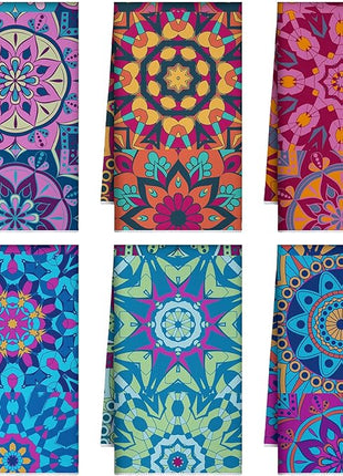 Boyiee Set of 6 Mandala Kitchen Towels Absorbent Boho Dish Towels 24 x 16 Inches Multicolor Hand Dishcloths Mandala Lover Gifts for Farmhouse Kitchen Bathroom Decorations