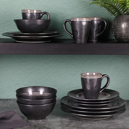 Gibson Dragonstone 16 pc Dinnerware Set Grey Stoneware, Gray -