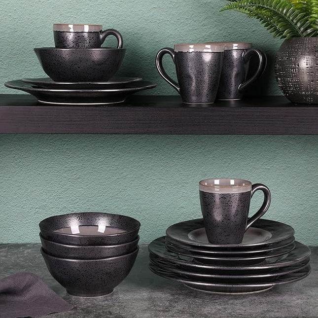 Gibson Dragonstone 16 pc Dinnerware Set Grey Stoneware, Gray -
