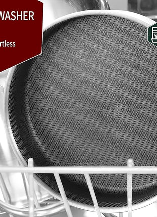 LOLYKITCH Tri-Ply Stainless Steel 10 Inch Non-Stick Sauté Pan with Lid,Induction Deep Cooking Pan, Dishwasher and Oven Safe