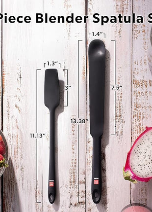 DI ORO Silicone Blender & Jar Spatulas - Heat Resistant Kitchen Utensil Set for Cooking, Mixing, Baking, & Scraping (2pc, Black)