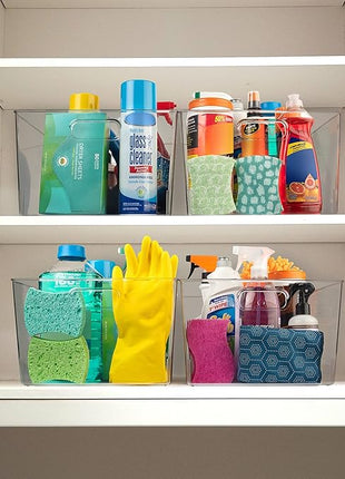 ClearSpace Clear Plastic Storage Bins – XL 4 Pack Perfect for Kitchen,Fridge, Pantry Organization, Cabinet Organizers