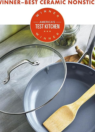 GreenPan Valencia Pro Hard Anodized Healthy Ceramic Nonstick 10" Frying Pan Skillet with Lid, PFAS-Free Cookware, Stainless Steel Handle, Induction Suitable, Dishwasher Safe, Oven Safe, Gray
