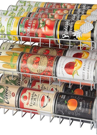 Kitchen Details 3 Tier Can Organizer | Canned Food Storage Rack | Kitchen Cabinet and Pantry Organization | Holds 36 Cans | Space Saving | Chrome