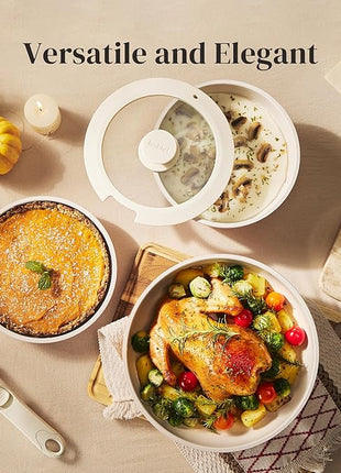 Redchef Ceramic Pots and Pans Set Non Stick, Nonstick Kitchen Cookware Sets, Non Toxic Pots and Pans Set Non Stick, PFAS PFOA & PTFE Free, Detachable Handle Pots and Pans 5 Piece, RV Cookware