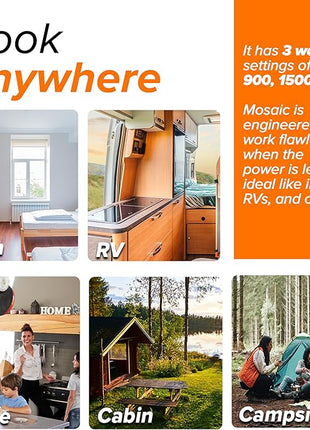 Nuwave Mosaic Induction Wok, Precise Temp Controls from 100°F to 575°F in 5°F, Wok Hei, Infuse Complex Charred Aroma & Flavor, 3 Watts 600,900 & 1500, Authentic 14-inch Carbon Steel Wok Included,Black