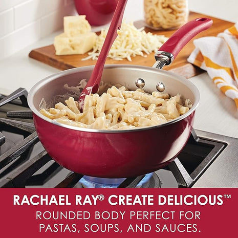 Rachael Ray Create Delicious Nonstick Saute/All Purpose Pan with Lid, 3 Quart - Red Shimmer