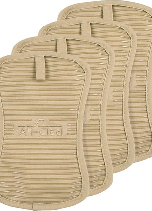 All-Clad Premium Pot Holder & Hot Pad: Heat Resistant to 500 Degrees - 100% Cotton, 10"x6.25" Hot Pad for Kitchen and Barbeque, 4-Pack, Cappuccino