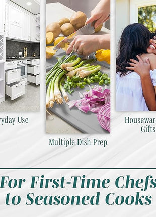 Cutting Boards for Kitchen - BPA-Free Chopping Board - Different Sizes & Non Slip Handles - Reversible, Large Cutting Board Set - Unique Gifts for Cooks Who Have Everything - 3-Pack Gray/Gray