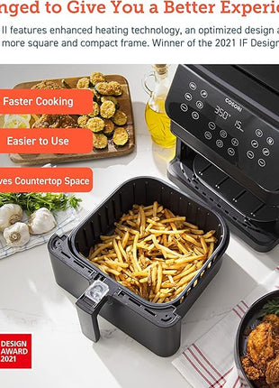 COSORI 12-in-1 Air Fryer 5.8QT, Toast, Bake, Nutrition Facts for 100+ In-App Recipes, AdaptIQ Tech Fast Cook, for Main & Side Dishes, Snacks, Leftovers, Detachable Square Basket, Dishwasher Safe