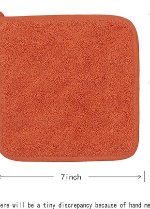Cotton Pot Holders Cotton Made Machine Washable Heat Resistant Everyday Kitchen Basic Terry Pot Holder, Hot Pads, Trivet for Cooking and Baking Set of 4 (Orange)