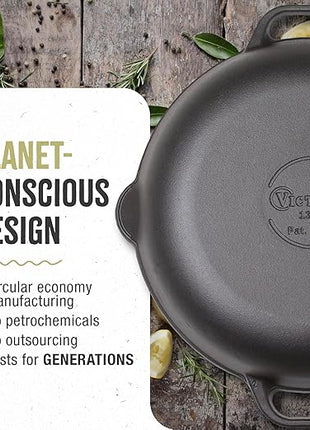 Victoria 13-Inch Cast Iron Skillet, Pre-Seasoned Cast Iron Frying Pan with Loop Handle, Made in Colombia