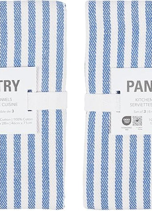 KAF Home Premium Kitchen Towels (18" x 28"), Large 100% Cotton, Flat & Terry Absorbent Dish Towel Set (Blue, 18 x 28-6 Pack)