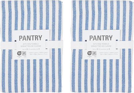 KAF Home Premium Kitchen Towels (18" x 28"), Large 100% Cotton, Flat & Terry Absorbent Dish Towel Set (Blue, 18 x 28-6 Pack)