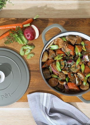 Crock-Pot Artisan 5-Quart Round Cast Iron Dutch Oven with Lid – Matte Green, Durable Oven Safe Cookware